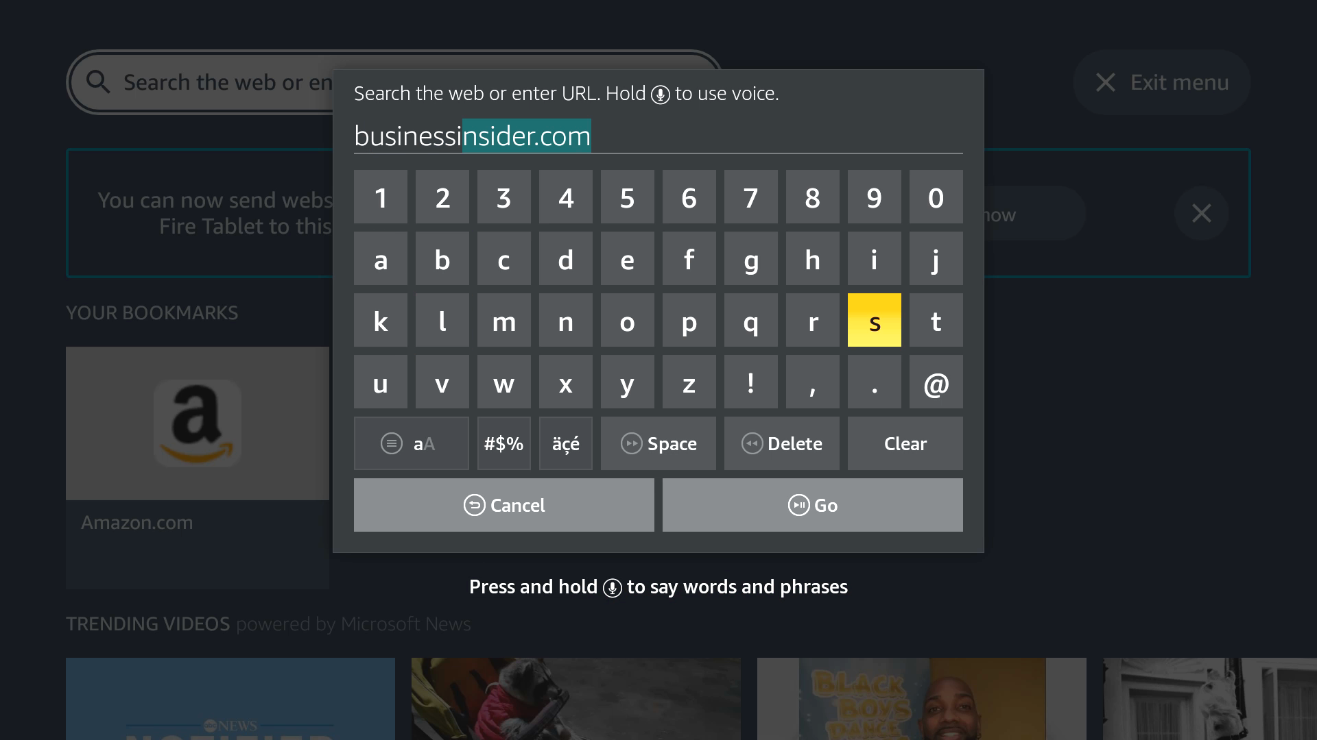 Silk on Fire TV autocomplete feature